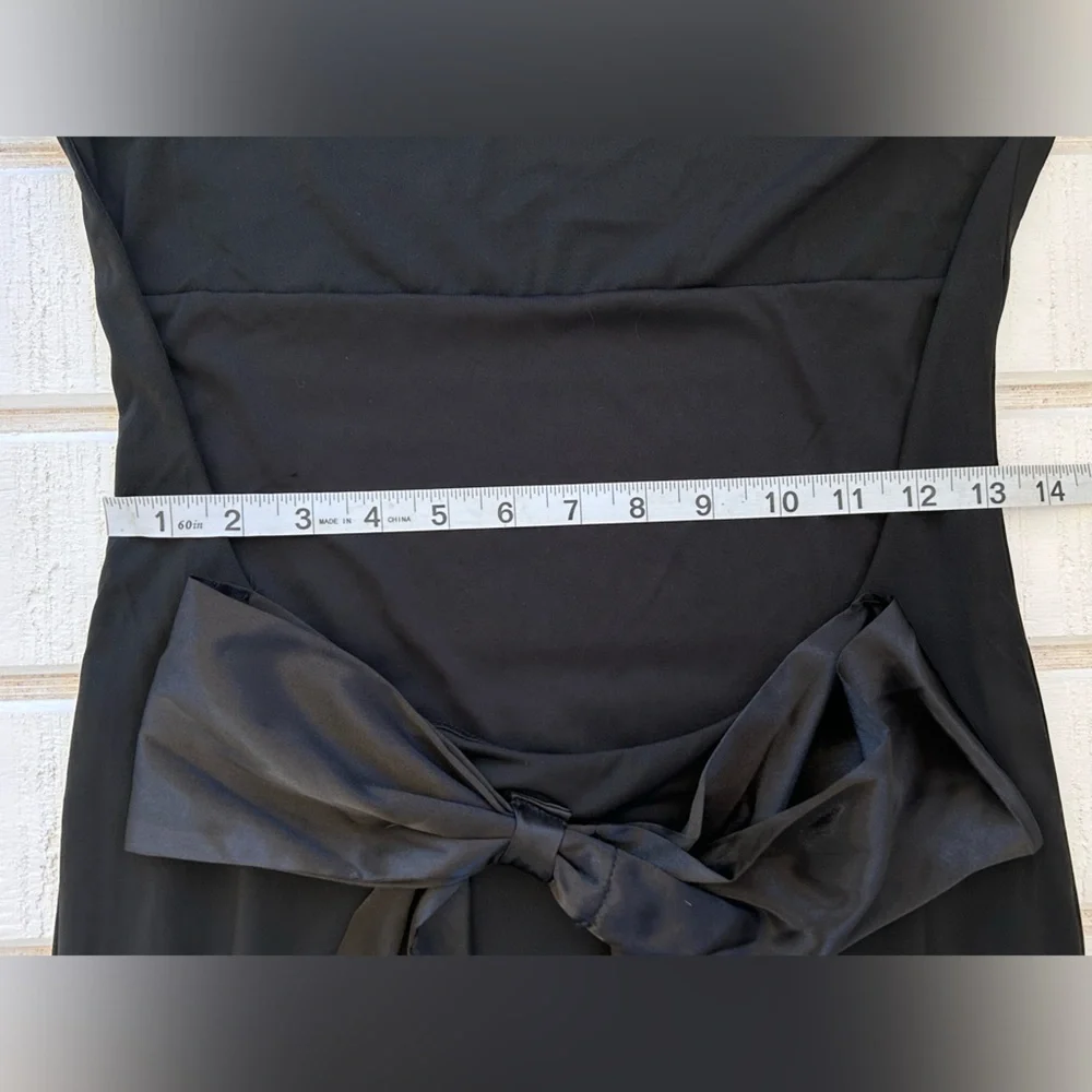 Tic Toc Women’s Draped Front Backless Mini‎ Dress Giant Bow at Lower Back Large